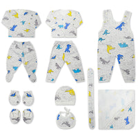 Thumbnail for Newborn baby Imported 11 Pcs Winter Warm Suit Sets (Designe Dino)