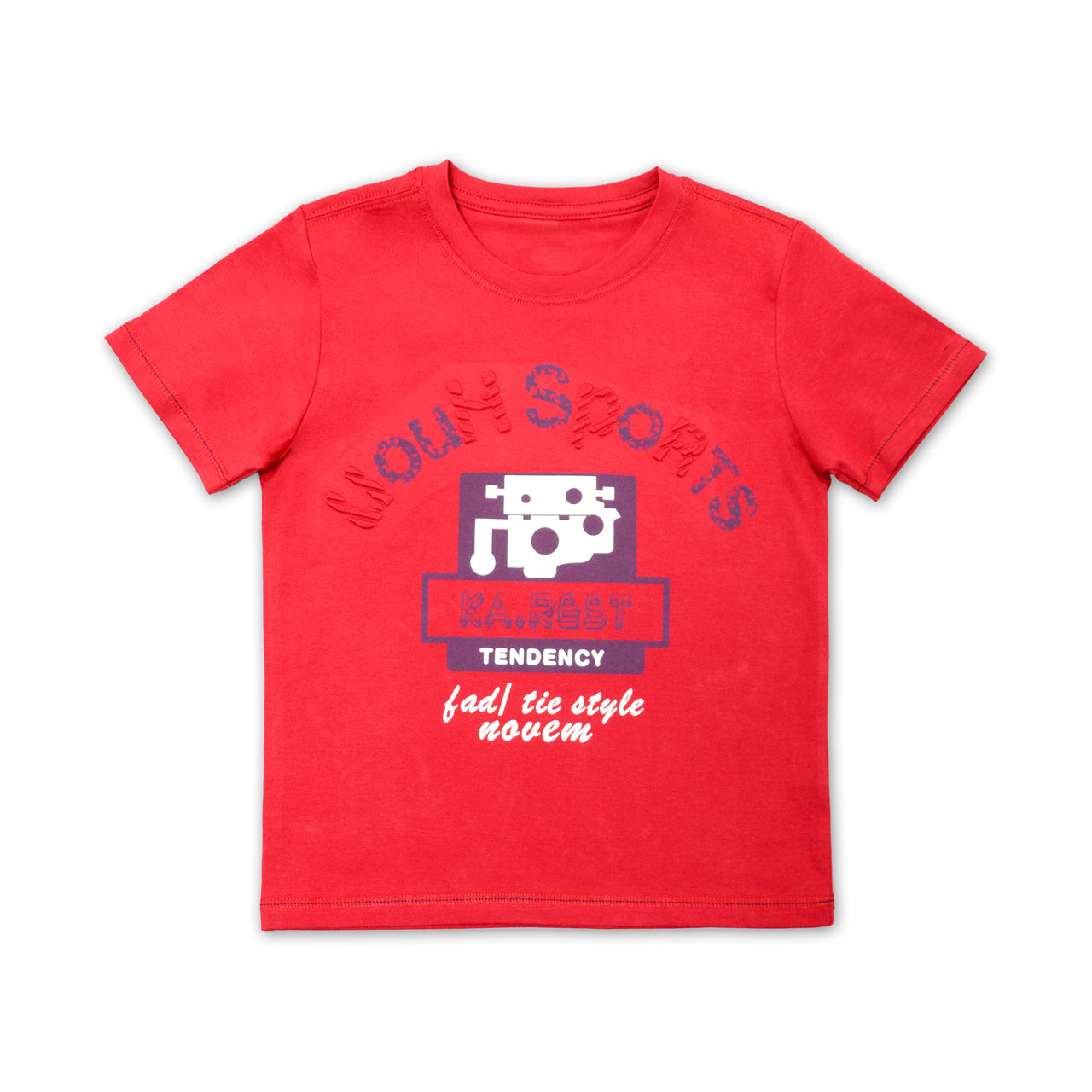 Little Boy Uooh Sports Crew neck Printed T-Shirt