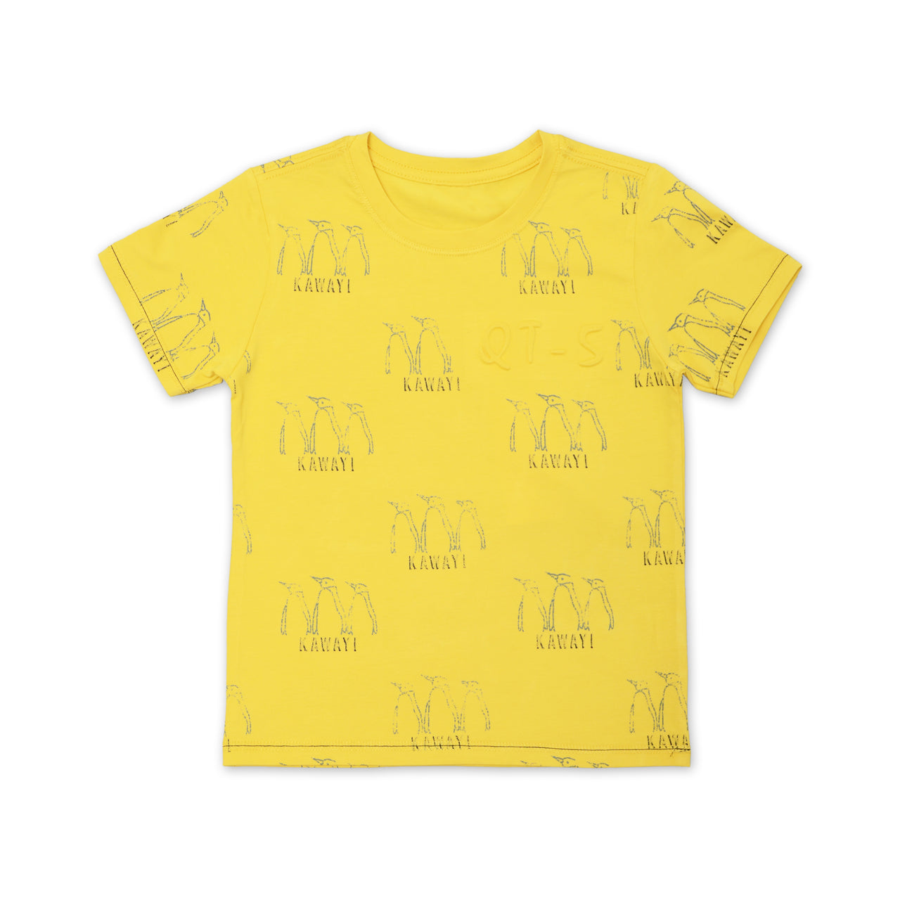 Little Boy Kawayi Penguins Printed Crew neck T-Shirt