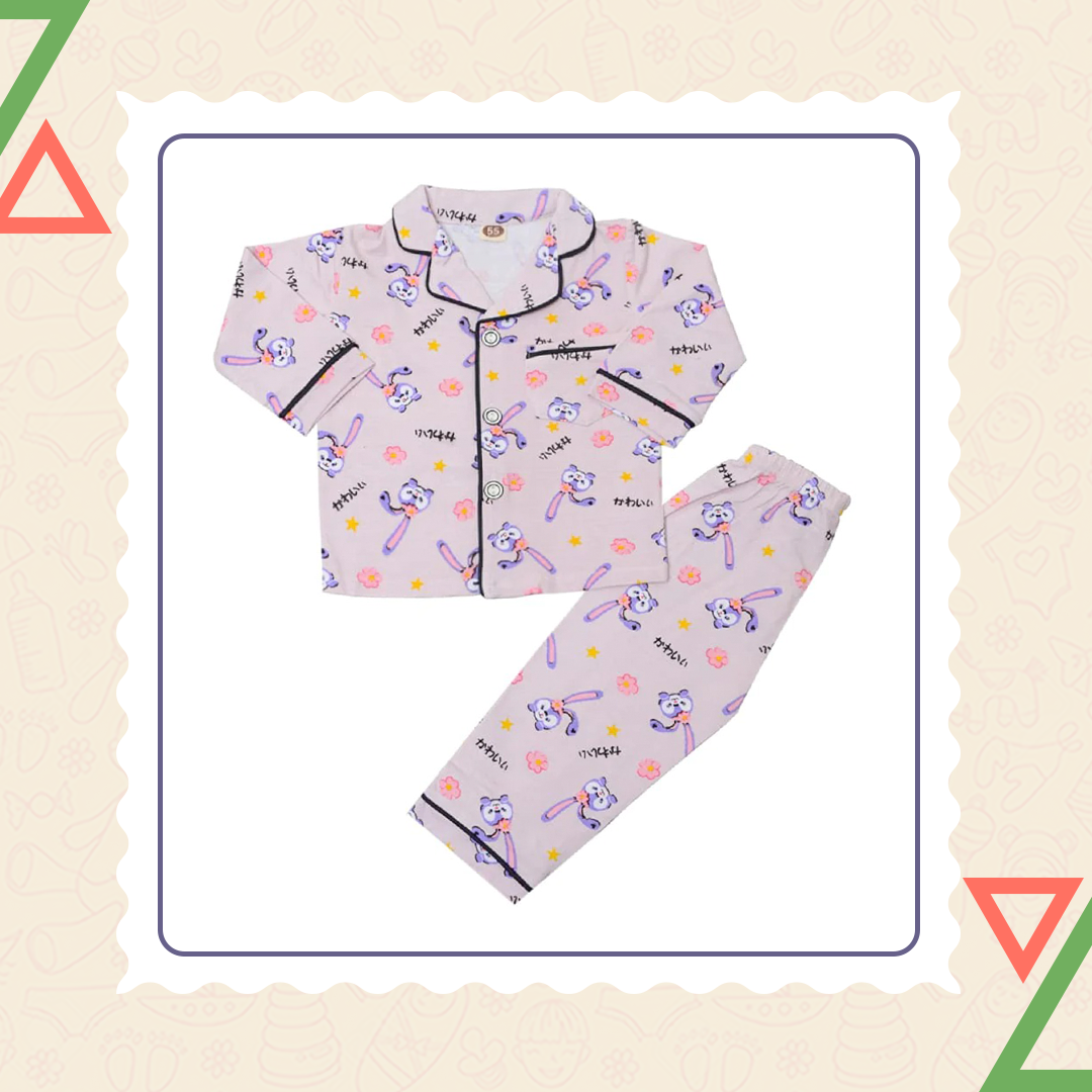 Kids Full Sleeve Night Suit - Light Purple