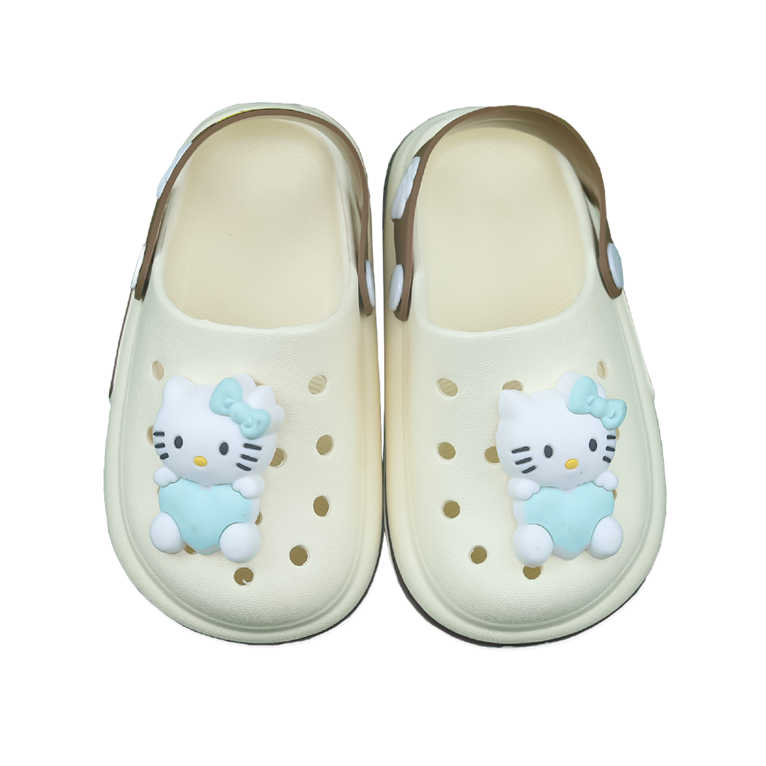 Kitty Face Off-White Soft Crocs Sandals 2 to 11 Year